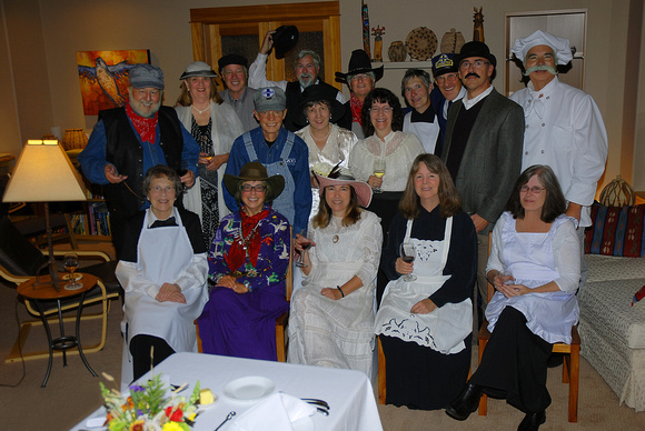 The guests of the party in costumes