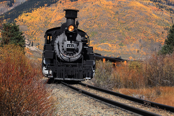 Locomotive Durango-Silverton with Fall color backdrop
