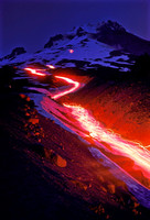 Night torchlight skiing on Mt. Hood