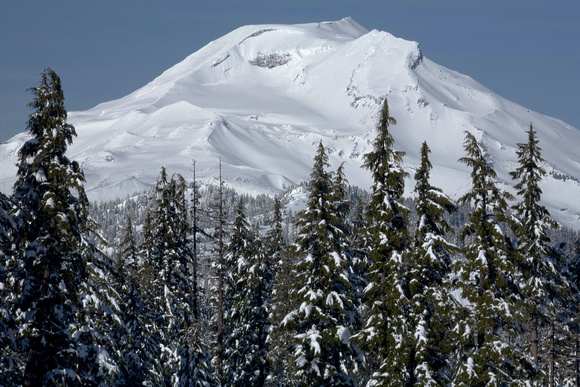 Winter snow blankets South Sister